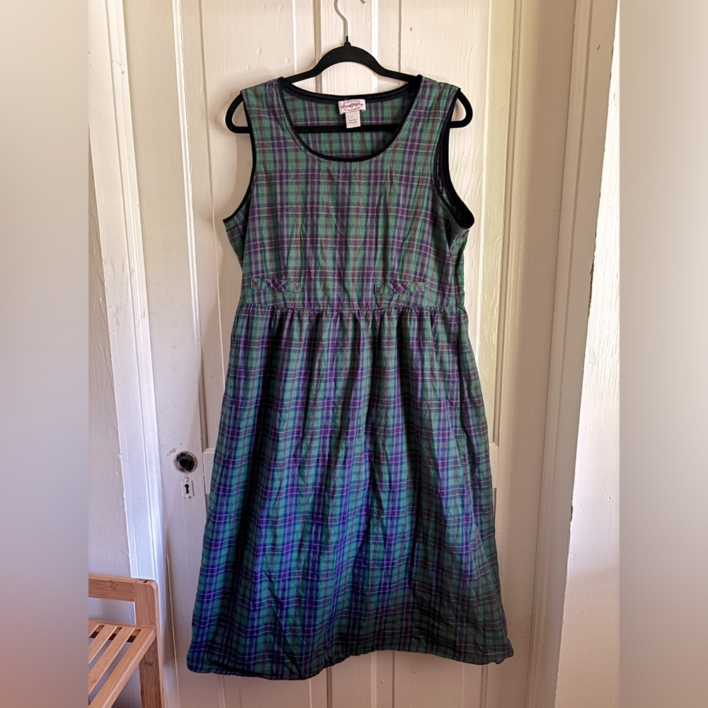 Lanz of Salzburg 100% cotton plaid dress with pockets large